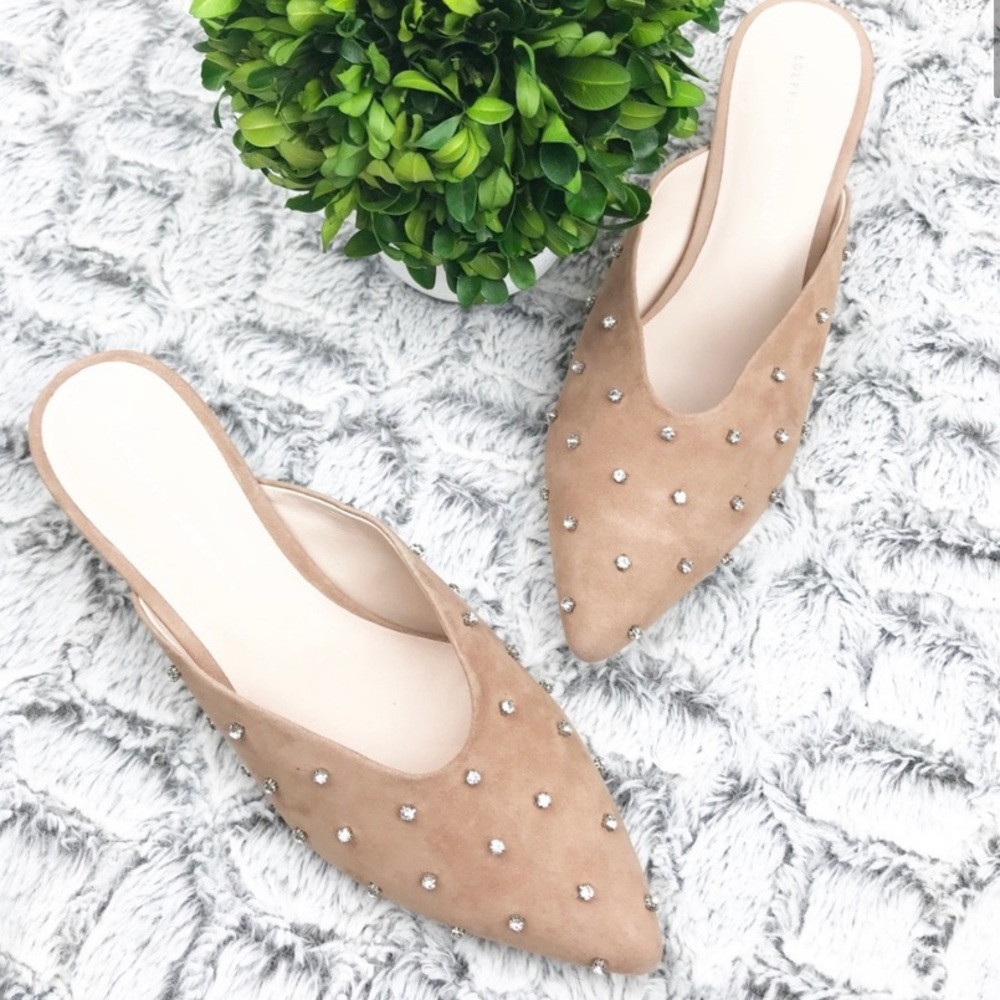 LOEFFLER RANDALL JUNO NUDE SUEDE STUDDED MULE